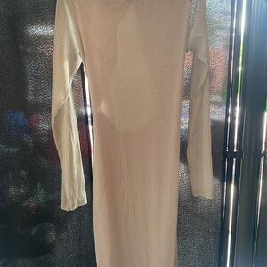 PrettyLittleThing Silver Long Sleeve Bodycon Dress